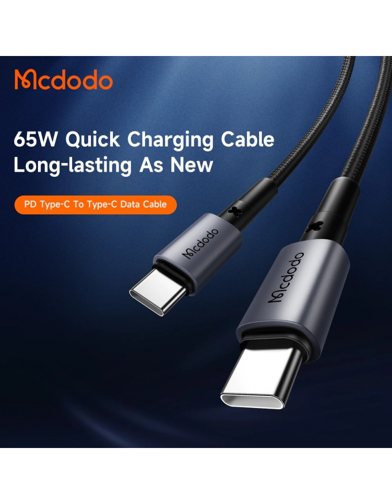 MCDODO CA-3130 65W TYPE-C TO TYPE-C PD FAST CHARGE DATA CABLE 1M