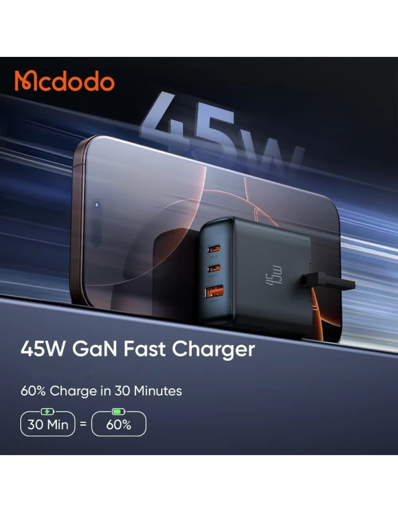 MCDODO CH-4830 45W 3-PORT FAST CHARGER