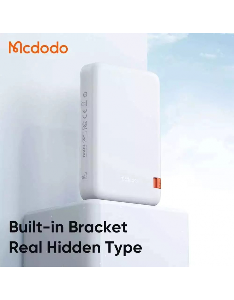 MCDODO MC-5100 10000MAH 20W BUILT-IN BRACKET MAGNETIC WIRELESS POWER BANK (WHITE)