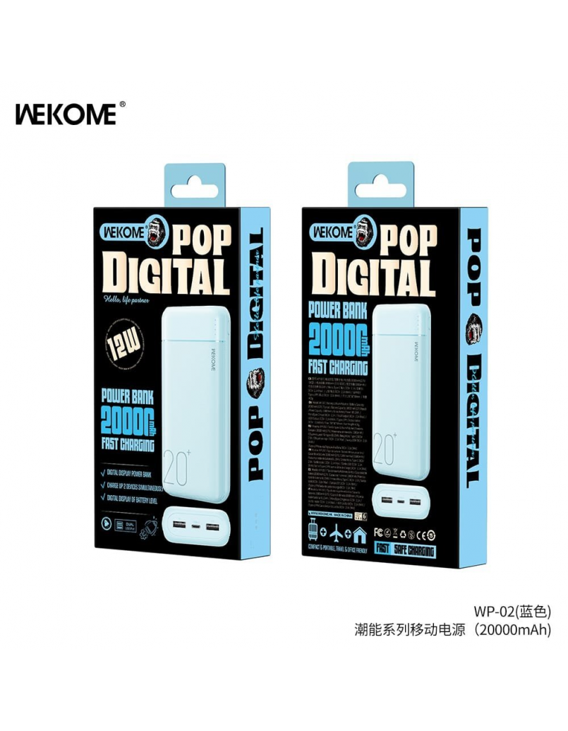 WEKOME WP-01 12W MAX POP DIGITAL POWERBANK 10000MAH BLUE