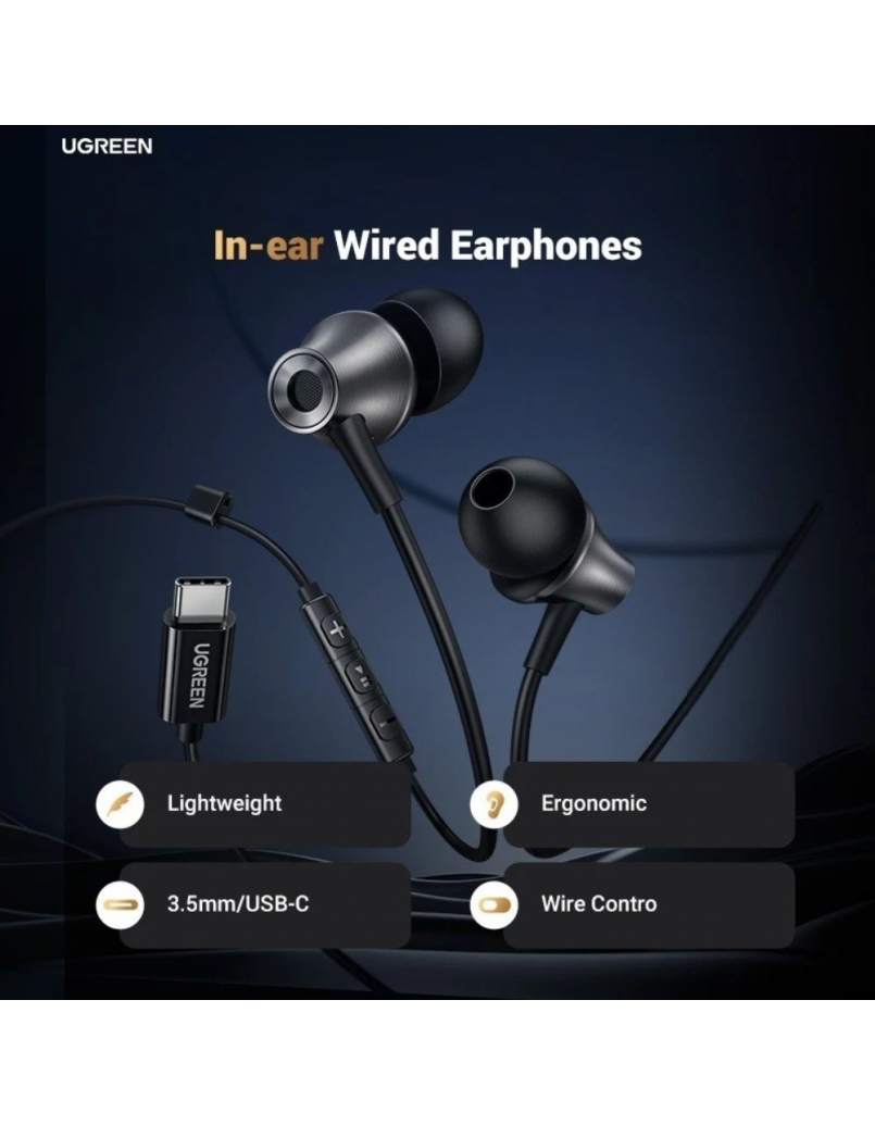 UGREEN EP106 WIRED EARPHONES WITH USB-C CONNECTOR