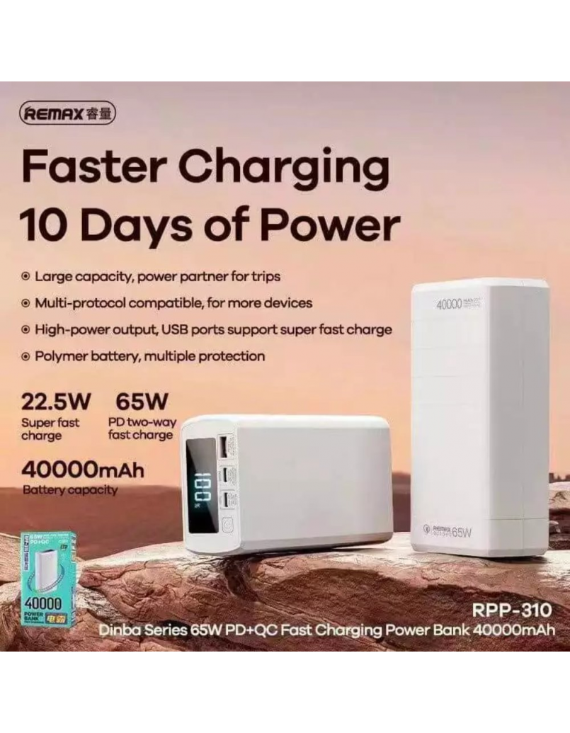 REMAX RPP-310 65W PD+QC 40000MAH POWERBANK